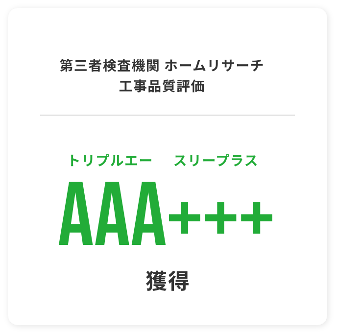 第三者検査機関 ホームリサーチ工事品質評価 トリプルエー スリープラス 獲得